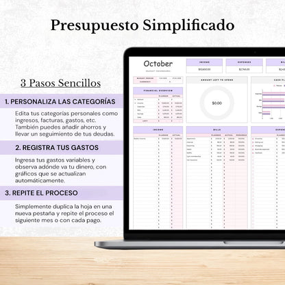 Budgetoro™ Planificador de presupuesto para Excel y Google Sheets (todas las monedas)