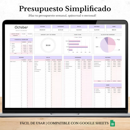Budgetoro™ Planificador de presupuesto para Excel y Google Sheets (todas las monedas)
